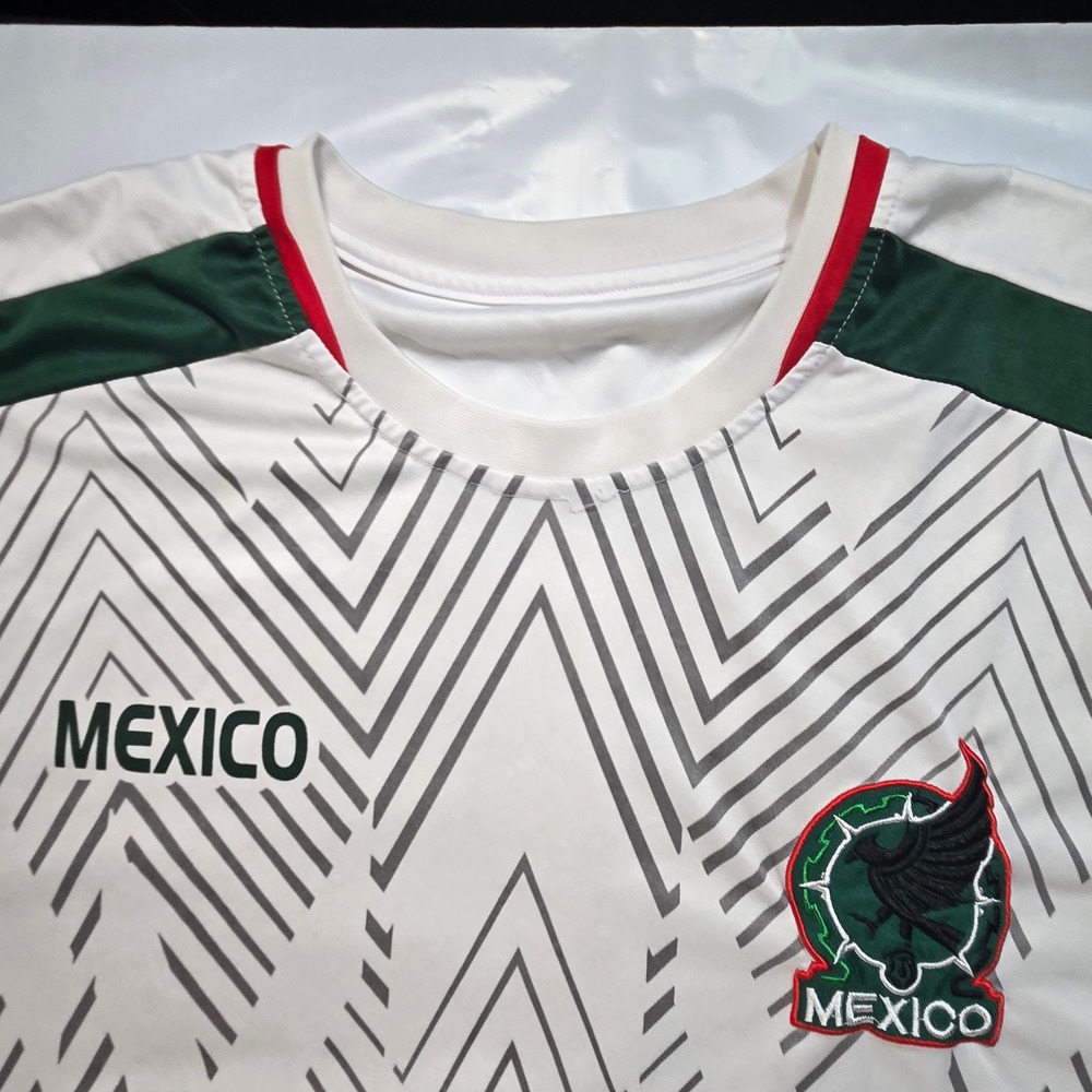 Mexico National Team Soccer Jersey White Green Red Geometric Pattern Mens XL - Picture 3 of 7